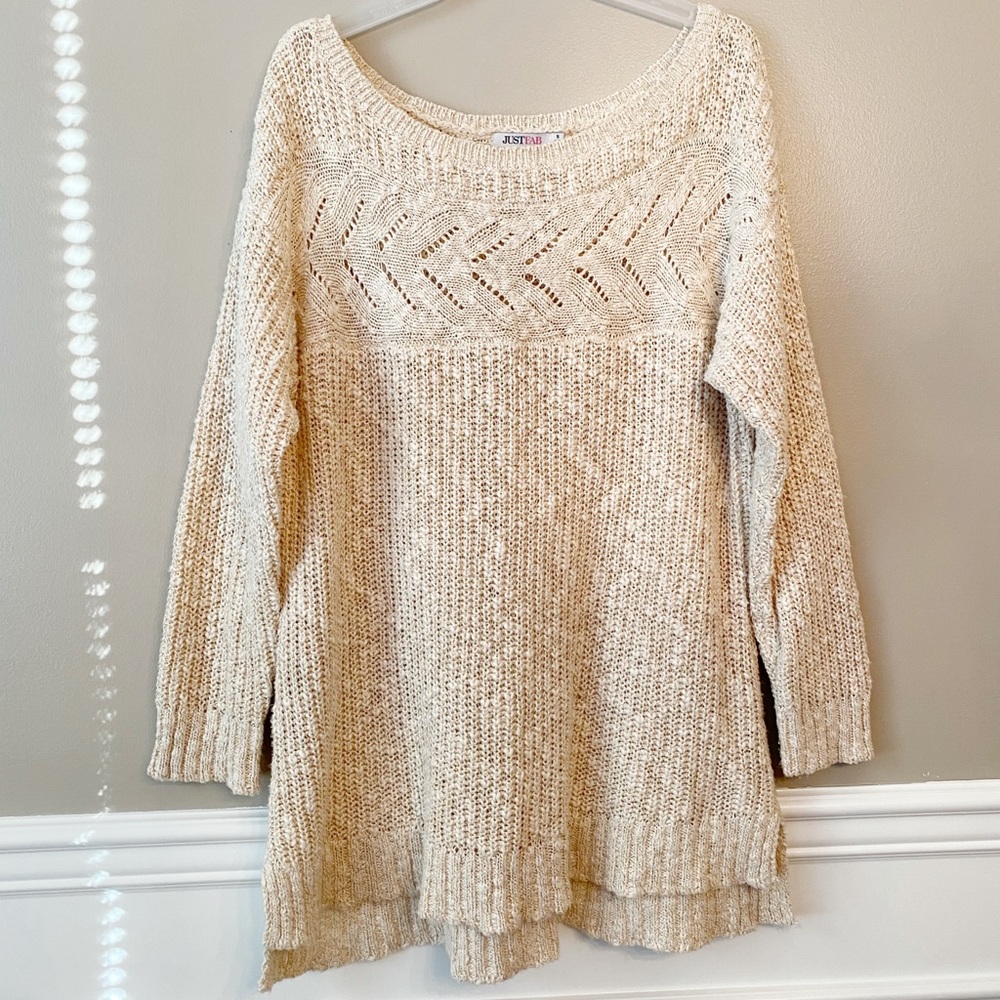 Justfab Tan Open Knit Sweater